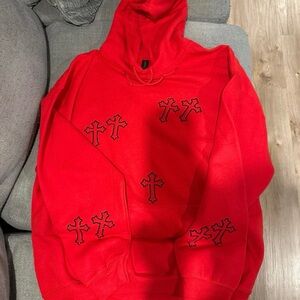 Gildan Red Crewneck Sweater with Cross Design